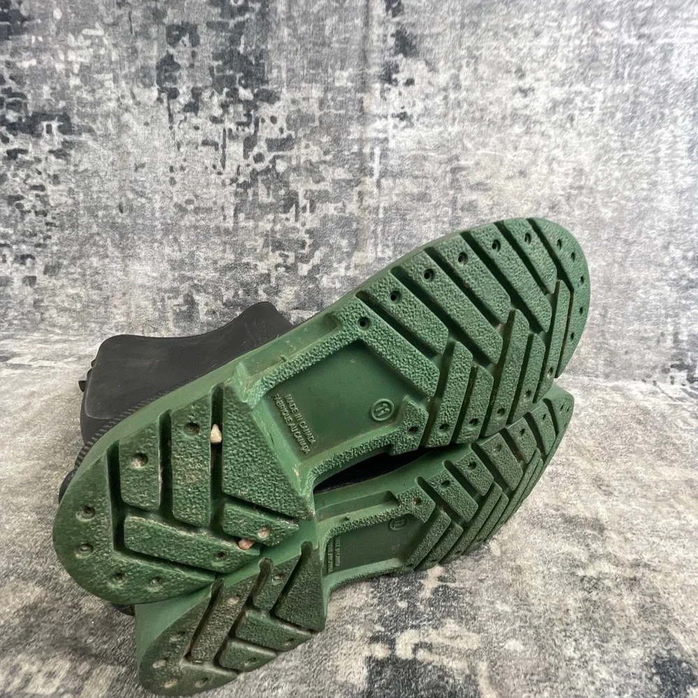 Gumboots Mens 11 Waterproof Boots Black Rubber Green Sole Work Rain Outdoor